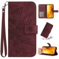 thumbnail image 1 of K-Lion Compatible with iPhone 14 Pro Wallet Case, Skin Touch Feeling Soft TPU Flip Adjustable Stand Case with Credit Card Holder and Wrist Strap,WineRed, 1 of 7