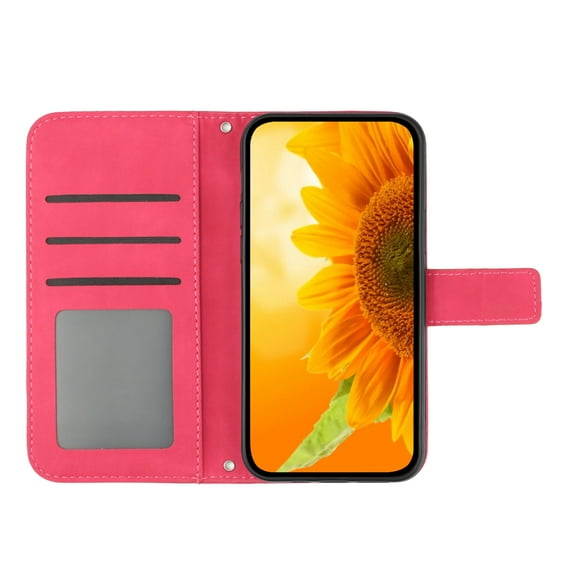 K-Lion Compatible with iPhone 14 Pro Wallet Case, Skin Touch Feeling Soft TPU Flip Adjustable Stand Case with Credit Card Holder and Wrist Strap,Rose