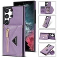 thumbnail image 1 of K-Lion Crossbody Leather Wallet Case for Samsung Galaxy S23 Ultra,with Card Holders Zipper Pocket Kickstand Function Adjustable Shoulder Strap Shockproof Purse Phone Case, Purple, 1 of 6