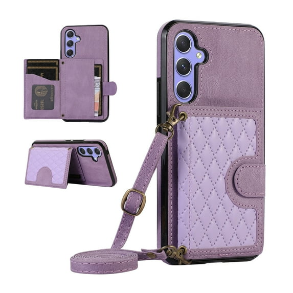 K-Lion Crossbody Wallet Case for Samsung Galaxy A54 5G with Card Holder, Shockproof Purse Cover with Removable Crossbody Strap Compatible with Samsung Galaxy A54 5G,Purple