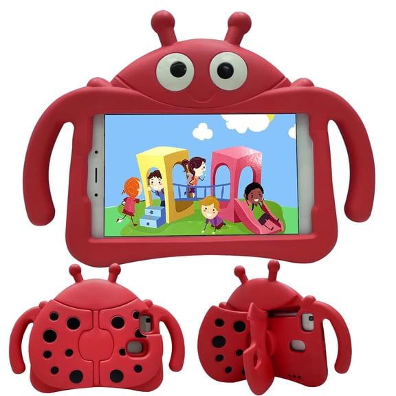K-Lion Cute Kids Case for Universal 8 Inch Case Beetle Wings Design Handle Grip Kickstand Function Shockproof Protective Case for Samsung Tab A7 Lite / Galaxy Tab A 8.0 /Fire HD 8,Red