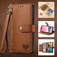 thumbnail image 1 of K-Lion Flip Case for Samsung Galaxy A14 5G ,Luxury Premium PU Leather Card Slots Zipper Wallet Case RFID Blocking Anti-Drop Case Cover with Wrist Strap Lanyard for Women Girls,Brown, 1 of 8