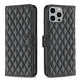 thumbnail image 1 of K-Lion Flip Folio Case for iPhone 14 Pro, PU Leather Case TPU Shell Kickstand Full Body Protection Embossed Lines Diamond Pattern Card Holder Cash Pocket Fashion Case for iPhone 14 Pro, Black, 1 of 8