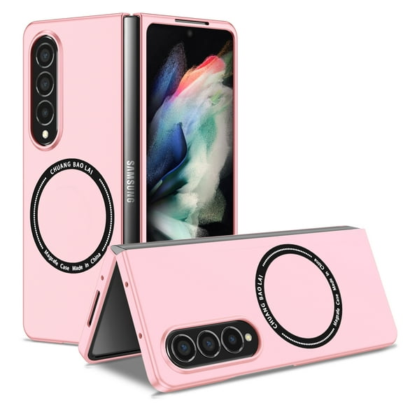 K-Lion Folding Slim Case for Samsung Galaxy Z Fold 4 Compatible with MagSafe Hard PC Non-Slip Anti-Scratch Anti-Fingerprint Shockproof Magnetic Flip Case For Samsung Galaxy Z Fold 4,Pink