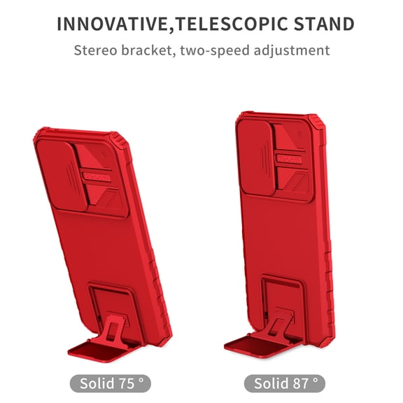 K-Lion For Samsung Galaxy A53 5G,Shockproof Telescopic Bracket Slide Camera Lens Protector Hard Case Cover,Red