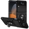thumbnail image 1 of K-Lion For Samsung Galaxy Z Flip4,Shockproof Magnetic Ring Stand Slide Camera Lens Protector Full Protection Case Cover,Black, 1 of 10