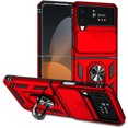 thumbnail image 1 of K-Lion For Samsung Galaxy Z Flip4,Shockproof Magnetic Ring Stand Slide Camera Lens Protector Full Protection Case Cover,Red, 1 of 10