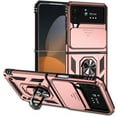 thumbnail image 1 of K-Lion For Samsung Galaxy Z Flip4,Shockproof Magnetic Ring Stand Slide Camera Lens Protector Full Protection Case Cover,Rosegold, 1 of 10