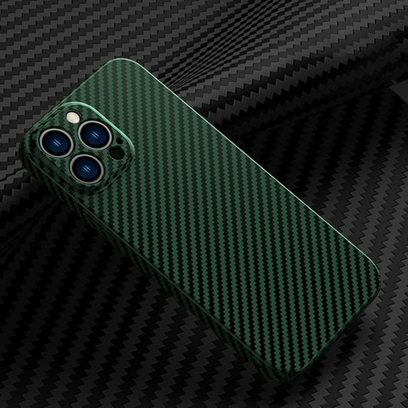 K-Lion For iPhone 12 Pro Max,Slim Shockproof Lens Protector Carbon Fiber Hard PC Case Cover,Green