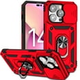 thumbnail image 1 of K-Lion Heavy Duty Rugged Case for iPhone 14 Pro,Shockproof Scratch Resistant Case with Slide Camera Cover Built-in 360° Ring Holder Kickstand Magentic Protective Case For iPhone 14 Pro,Red, 1 of 9