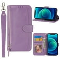 thumbnail image 1 of K-Lion Leather Wallet Case for Samsung Galaxy A14 5G,Synthetic Leather Zipper Pocket Card Slots Kickstand Function Magnetic Clasp Detachable Wriststrap Purse Case,Purple, 1 of 8