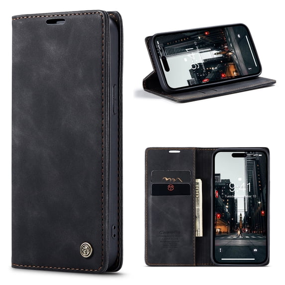 K-Lion Luxury Leather Wallet Case for iPhone 14 Pro with Card Slots Money Pocket Kickstand Magnetic Closure Shockproof Purse Case For iPhone 14 Pro,Black