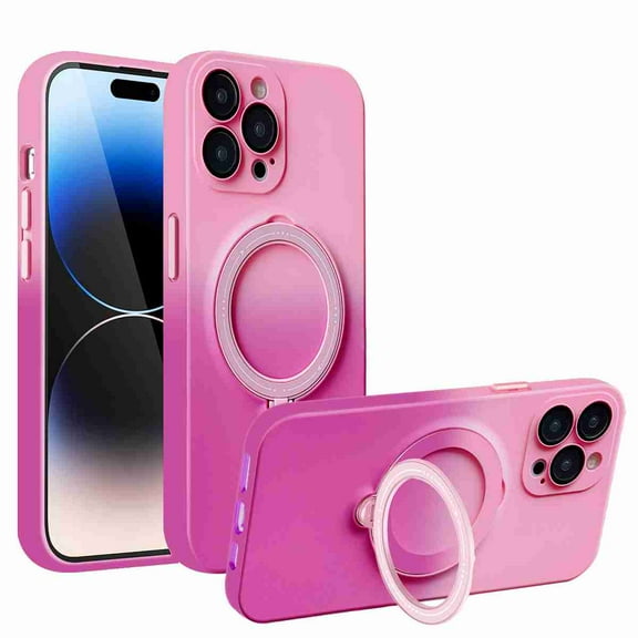 K-Lion MagSafe Case Compatible with iPhone 13, Magnetic Gradient Slim Shockproof Case Screen and Camera Protection Support Wireless Charging Cover With Hidden Rotation Ring Stand, F