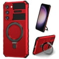 thumbnail image 1 of K-Lion Magnetic Case for Samsung Galaxy S21+ with Rotatable Invisible Ring Stand, Compatible with MagSafe, Military Grade Drop Protection, Shockproof Protective Heavy Duty Rugged Case,Red, 1 of 8