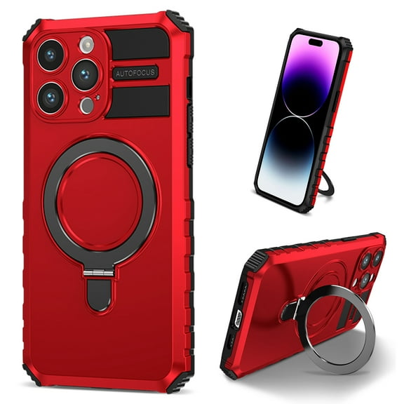 K-Lion Magnetic Case for iPhone 11 Pro with Rotatable Invisible Ring Stand, Compatible with MagSafe, Military Grade Drop Protection, Shockproof Protective Heavy Duty Rugged Case,Red