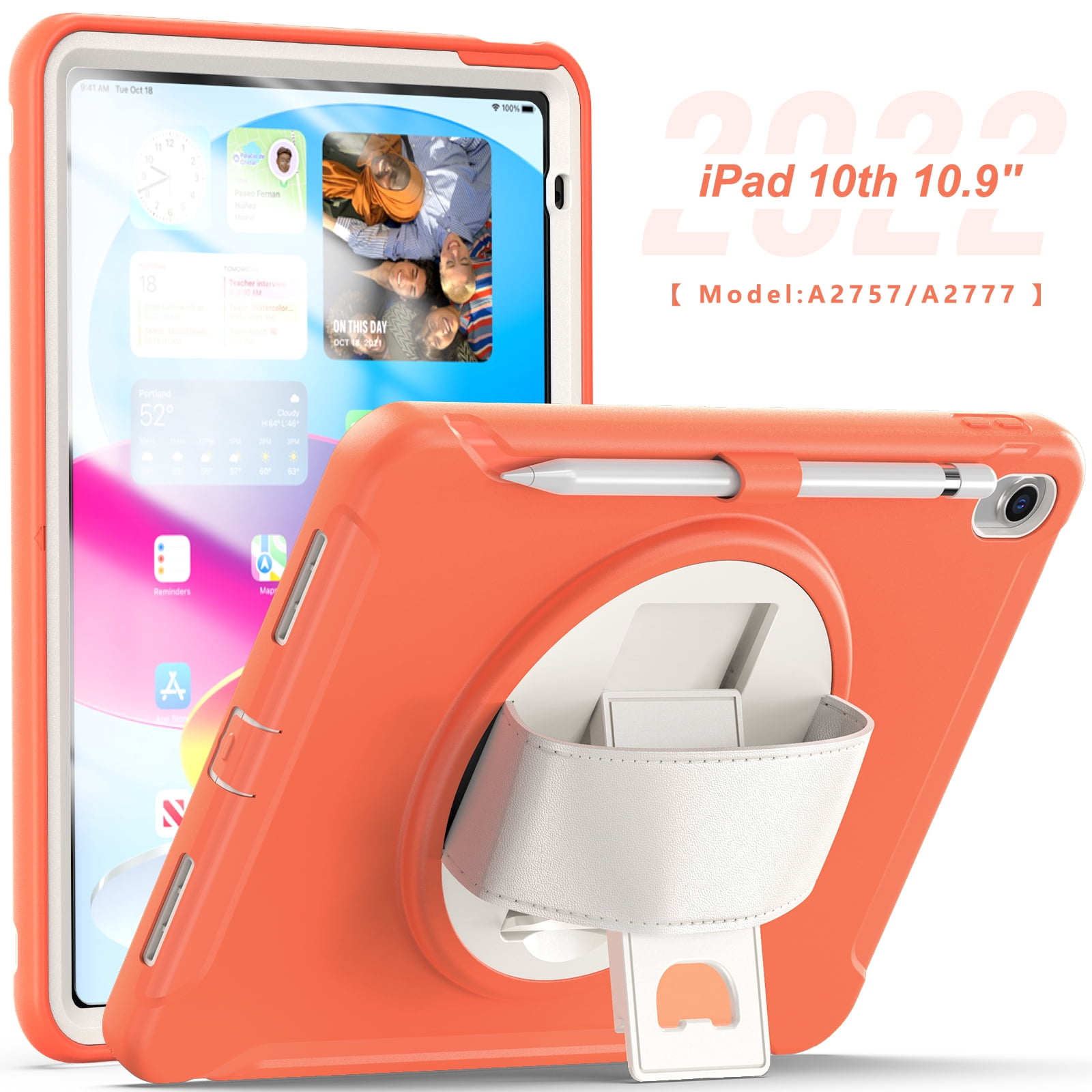 Rugged Case For Lenovo Tab 10.1 2025 (TB311FU/TB311XU) - 360 Rotating Kickstand, Detachable Shoulder Strap, Black