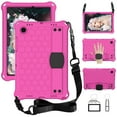 thumbnail image 1 of K-Lion Rugged Case for Galaxy Tab A8 10.5 inch (2022),Shockproof Rubber Silicone Protective Case Ruged Shoulder Strap Stand Cover for Samsung 10.5" Tablet SM-X200/X205/X207 for Kids, Rose, 1 of 6