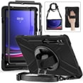 thumbnail image 1 of K-Lion Rugged Case for Samsung Galaxy Tab S9 Plus 12.4" Tablet / Tab S8+/S7+, Shockproof 360 Rotating Hand Strap Kickstand Case with Shoulder Strap Anti-Drop Full Body Protection Cover, Black, 1 of 10