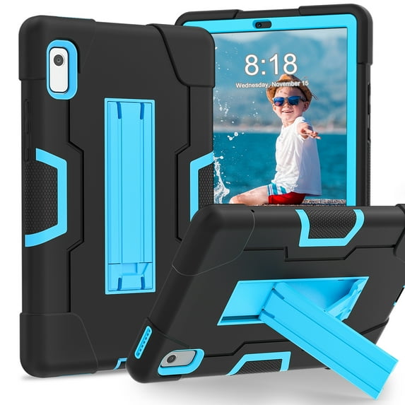 K-Lion Rugged Case for Lenovo Tab M9 (TB-310FU, 2023 Released) with Stand, Heavy Duty Military Grade Drop Protection Shockproof Cover,Black + Blue