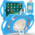 thumbnail image 1 of K-Lion Rugged Case for iPad 6th/5th Gen/Pro 9.7" (2018/2017/2016) Kids Case 3D Astronaut Heavy Duty with Kickstand Wristband Rotating Handstrap Handle Grip Shockproof Cover for iPad 9.7",Blue, 1 of 7