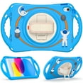 thumbnail image 1 of K-Lion Rugged Case for iPad Mini (6th Generation) Kids Case 3D Astronaut Heavy Duty with Kickstand Wristband Rotating Handstrap Handle Grip Shockproof Cover for iPad Mini 6,Blue, 1 of 6