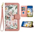 thumbnail image 1 of K-Lion for Samsung Galaxy A14 5G Wallet Case, Fashion Flower Floral Pattern Crossbody Strap Wristband Leather Case Luxury Satnd Shockproof Protective Phone Cover for Samsung Galaxy A14 5G ,Pink, 1 of 1