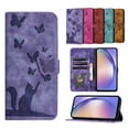 thumbnail image 1 of K-Lion for Samsung Galaxy A14 5G Wallet Case, Luxury PU Leather Magnetic Clasp Card Holder Cash Slot Flip Case Butterfly Cat Pattern Shockproof Phone Cover for Samsung Galaxy A14 5G ,Purple, 1 of 1
