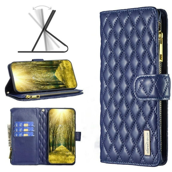 K-Lion for Samsung Galaxy A23 4G Wallet Case for Women Girls,Luxury Elegant Zipper Pu Leather Card Slots Holder Shockproof Case Kickstand Full Phone Cover for Samsung Galaxy A23 4G,Blue