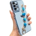 thumbnail image 1 of K-Lion for Samsung Galaxy A23 5G Case with Cute Heart Bracelet Strap, Slim Plating Pattren Cover with Hearts Hand Chain for Women Camera Protection Shockproof Bumper for Galaxy A23,Blue, 1 of 6