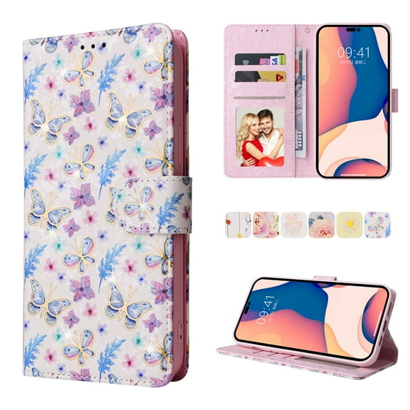 K-Lion for Samsung Galaxy A23 5G Wallet Case, Luxury Floral Flowers Pattern PU Leather RFID Blocking Card & Cash Slot Flip Case Shockproof Kickstand Full Protection Case Cover for Girls Women