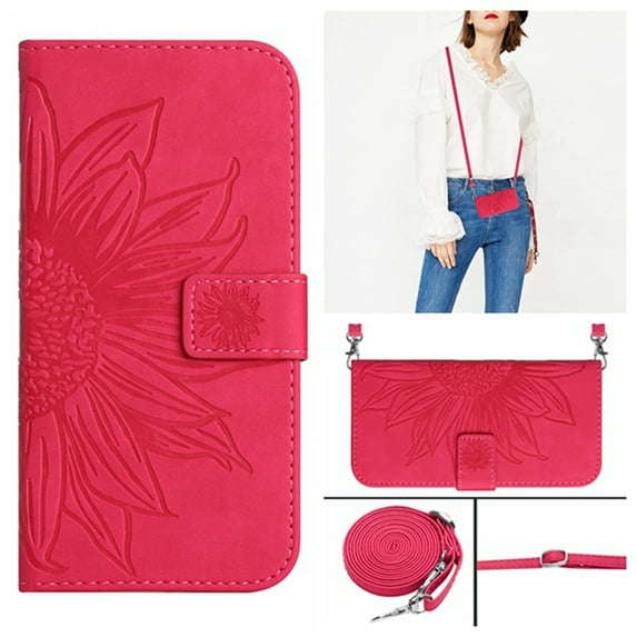 K-Lion for Samsung Galaxy A51 5G Case with Crossbody Strap, Premium PU Leather Card Slots Kickstand Shockproof Wallet Case Anti-Scratch Full Body Phone Cover for Women Girls,Rose