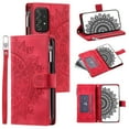 thumbnail image 1 of K-Lion for Samsung Galaxy A54 5G Wallet Case, Classical Embossed Pattern PU Leather Soft TPU Card Slots Zipper Pocket Magnetic Closure Lanyard Crossbody Shoulder Strap Kickstand Function Case,Red, 1 of 6