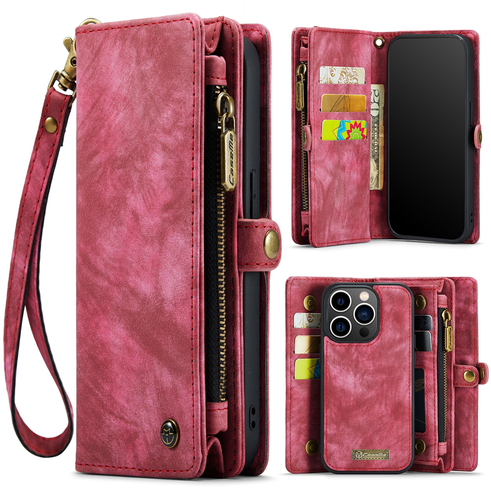 K-Lion for Samsung Galaxy Note 20 Wallet Case ,Luxury Magnetic PU Leather  Zipper Purse 2 in 1 Design Shockproof Flip Case Card Slot Kickstand Phone Cover  with Lanyard for Women Men ,pink 