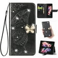 thumbnail image 1 of K-Lion for Samsung Galaxy S20 Folio Flip Case, Luxury Bling Butterfly Embossed PU Leather Wallet Case Stand Card Holder Slots Shockproof Glossy Phone Cover with Wrist Strap ,Black, 1 of 1