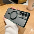 thumbnail image 1 of K-Lion for Samsung Galaxy S21 Ultra Case, Soft TPU Plating Bumper Transparent Back Compatible with Magsafe Wireless Charging Camera Lens Protection Shockproof Lightweight Slim Cover,Green, 1 of 8