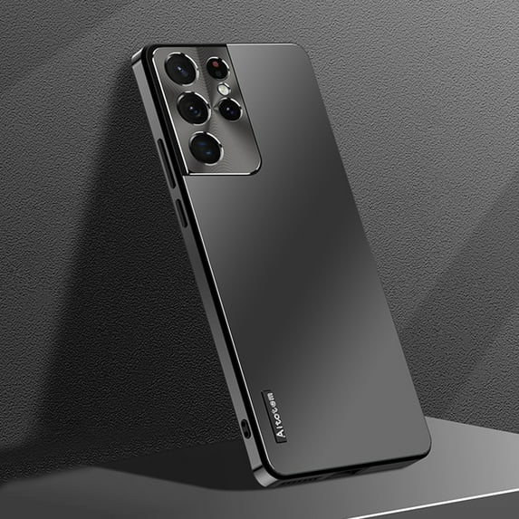 K-Lion for Samsung Galaxy S21 Ultra Slim Matte Case, Micro Frosted Hard PC Back Aluminum Metal Frame All-inclusive Camera Lens Protection Shockproof No Fingerprints Ultra-Thin Case, Black