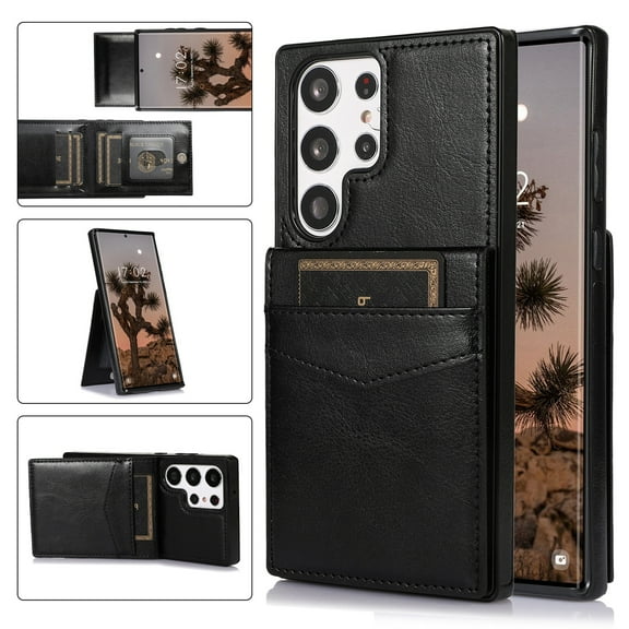 K-Lion for Samsung Galaxy S21 Wallet Case ,Business Style Premium Pu Leather Back Card Slot Holder Shockproof Protective Case Luxury Anti-Scratch Full Protection Phone Cover,Black