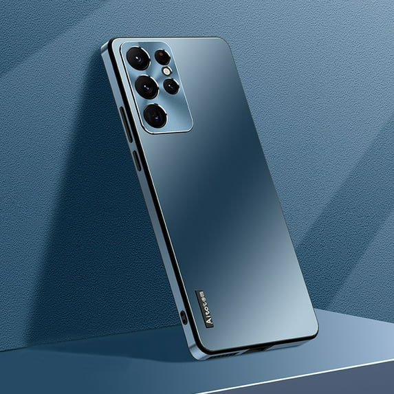 K-Lion for Samsung Galaxy S22 Ultra Slim Matte Case, Micro Frosted Hard PC Back Aluminum Metal Frame All-inclusive Camera Lens Protection Shockproof No Fingerprints Ultra-Thin Case, Darkblue