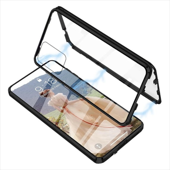 K-Lion for Samsung Galaxy S23 Plus Magnetic Clear Case, Double Sided Clear Tempered Glass Magnetic Adsorption Support Wireless Charging Full Protection Case for Samsung Galaxy S23+, Black
