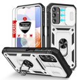 thumbnail image 1 of K-Lion for Samsung Galaxy S24 Ultra Case with Tempered Glass Screen Protector,Military Grade Rugged Heavy Duty Shockproof Protective Case Built-in Magnetic Kickstand Ring&Camera Cover ,White+Black, 1 of 10