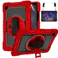 thumbnail image 1 of K-Lion for Samsung Galaxy Tab A8 Case (Model:SM-X200/X205/X207), Heavy Duty Rugged Shockproof Protective Case with Soft Screen Protector Film + Kickstand + Shoulder & Hand Strap ,Red+Black, 1 of 9