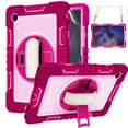 thumbnail image 1 of K-Lion for Samsung Galaxy Tab A8 Case (Model:SM-X200/X205/X207), Heavy Duty Rugged Shockproof Protective Case with Soft Screen Protector Film + Kickstand + Shoulder & Hand Strap ,Rose+Pink, 1 of 9