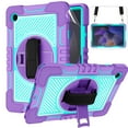 thumbnail image 1 of K-Lion for Samsung Galaxy Tab A8 Case (Model:SM-X200/X205/X207), Heavy Duty Rugged Shockproof Protective Case with Soft Screen Protector Film + Kickstand + Shoulder & Hand Strap ,Purple+Mint, 1 of 9