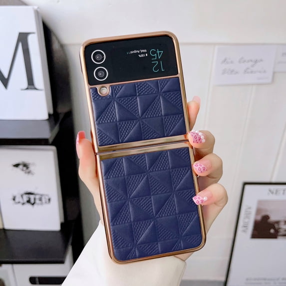 K-Lion for Samsung Galaxy Z Flip 4 Slim Case, Luxury Plating Frame Stylish Pattern Drop Protection Bumper Shockproof Anti-Scratch Ultra-Thin Case for Samsung Galaxy Z Flip4 6.7 inch,Royalblue