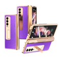 thumbnail image 1 of K-Lion for Samsung Galaxy Z Fold 3 Cross Pattern Case, Luxury PU Leather Hybrid Plating PC Hidden Kickstand Cover Shockproof Protective Folding Slim Hard Case for Samsung Galaxy Z Fold 3,Purple, 1 of 7