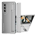 thumbnail image 1 of K-Lion for Samsung Galaxy Z Fold 4 Rugged Case, Luxury Full Body Protective Hinge Protection Built-in Hidden Kickstand Screen Protector Removable Pen Slot Complimentary Stylus Shockproof Case,Silver, 1 of 7