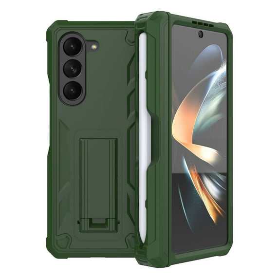 K-Lion for Samsung Galaxy Z Fold 5 Rugged Case with Belt Clip, Hinge Protection S Pen Slot Non-Slip Case Heavy Duty Hybrid Shockproof Phone Cover with Kickstand for Galaxy Z Fold5,Green