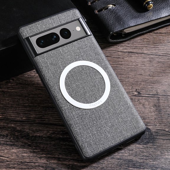 K-Lion Slim Case for Google Pixel 7 Cloth Texture Ultra Slim Thin Lightweight Compatible with Magnetic MagSafe Charging Scratch Resistant Shockproof Case For Google Pixel 7,Gray