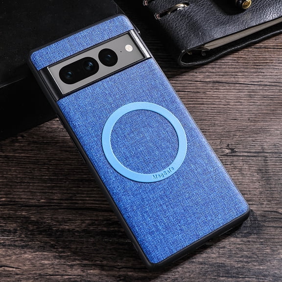 K-Lion Slim Case for Google Pixel 7 Cloth Texture Ultra Slim Thin Lightweight Compatible with Magnetic MagSafe Charging Scratch Resistant Shockproof Case For Google Pixel 7,Blue
