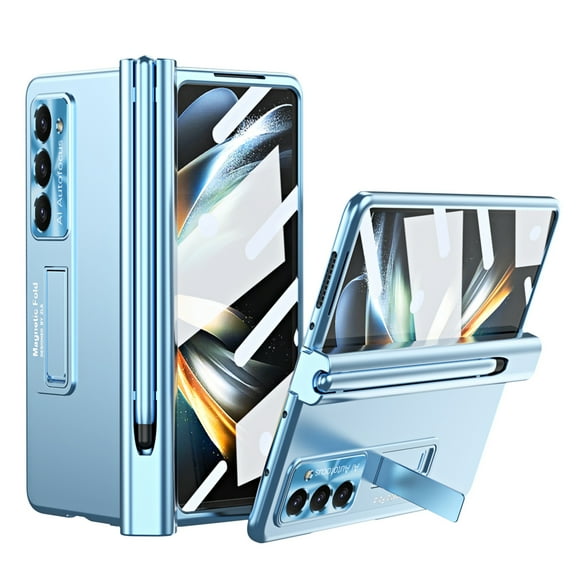 K-Lion Slim Case for Samsung Galaxy Z Fold 5, Hinge Protection Hidden Kickstand Built-in Screen Protector Case All-inclusive Protection Pen Slot Anti-Fall for Samsung Galaxy Z Fold5,Blue